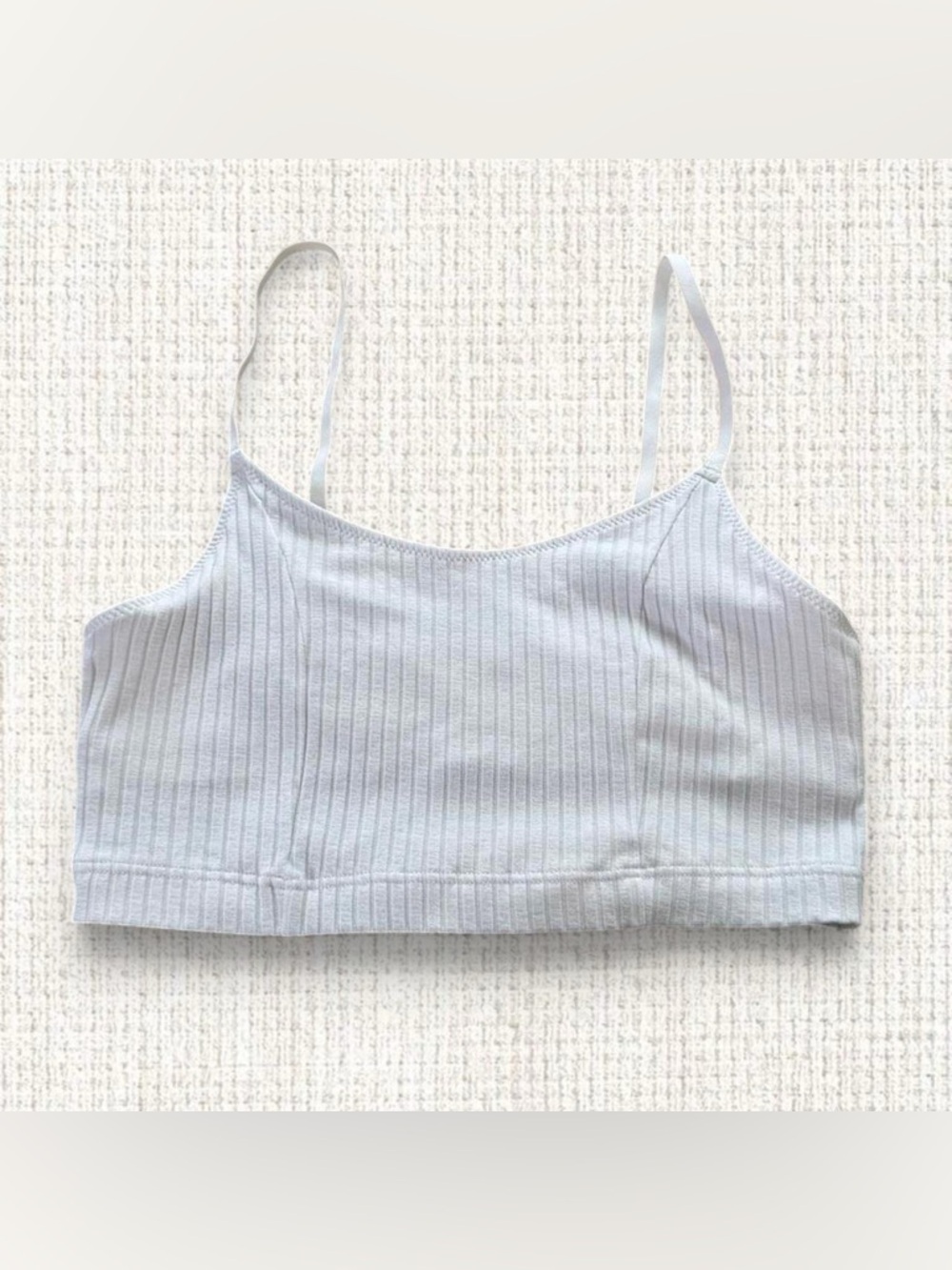 Aerie White Ribbed Sports Bra